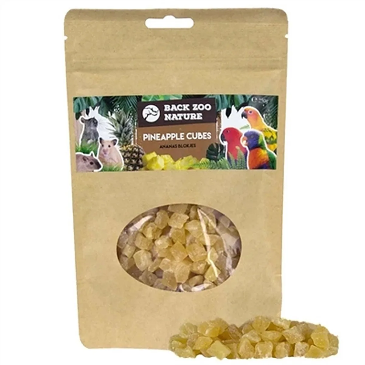 Ananas Cubes - Gedehydrateerde Fruitsnack 250 Gr - Natuurlijke Snacks voor Vogels en Knaagdieren van Back Zoo Nature – productfoto