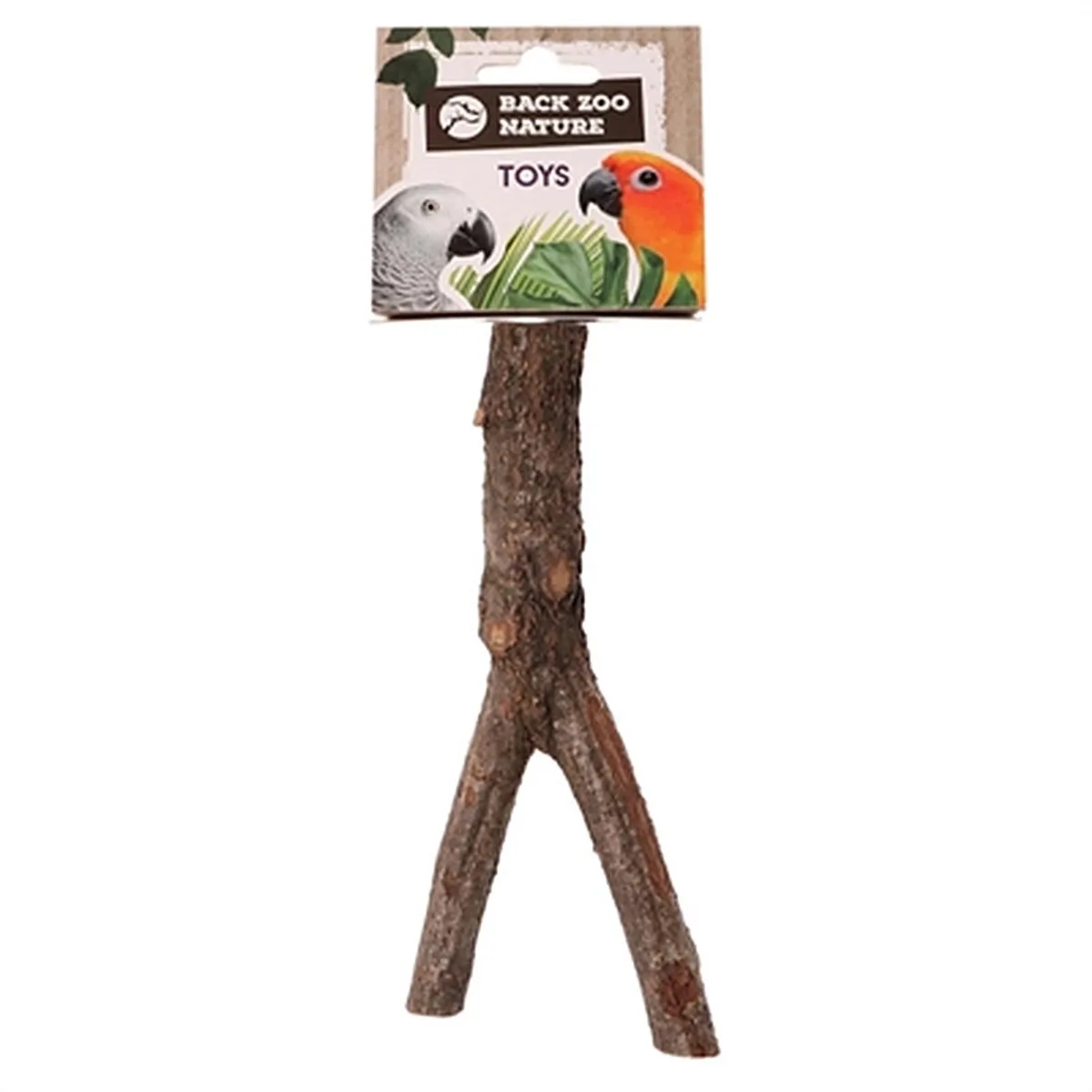 Houten Y-Perch 20 Cm Back Zoo Nature - Natuurlijke Zitstok voor Parkieten, Kanaries en Dwergpapegaaien de Back Zoo Nature en Marron – photo produit