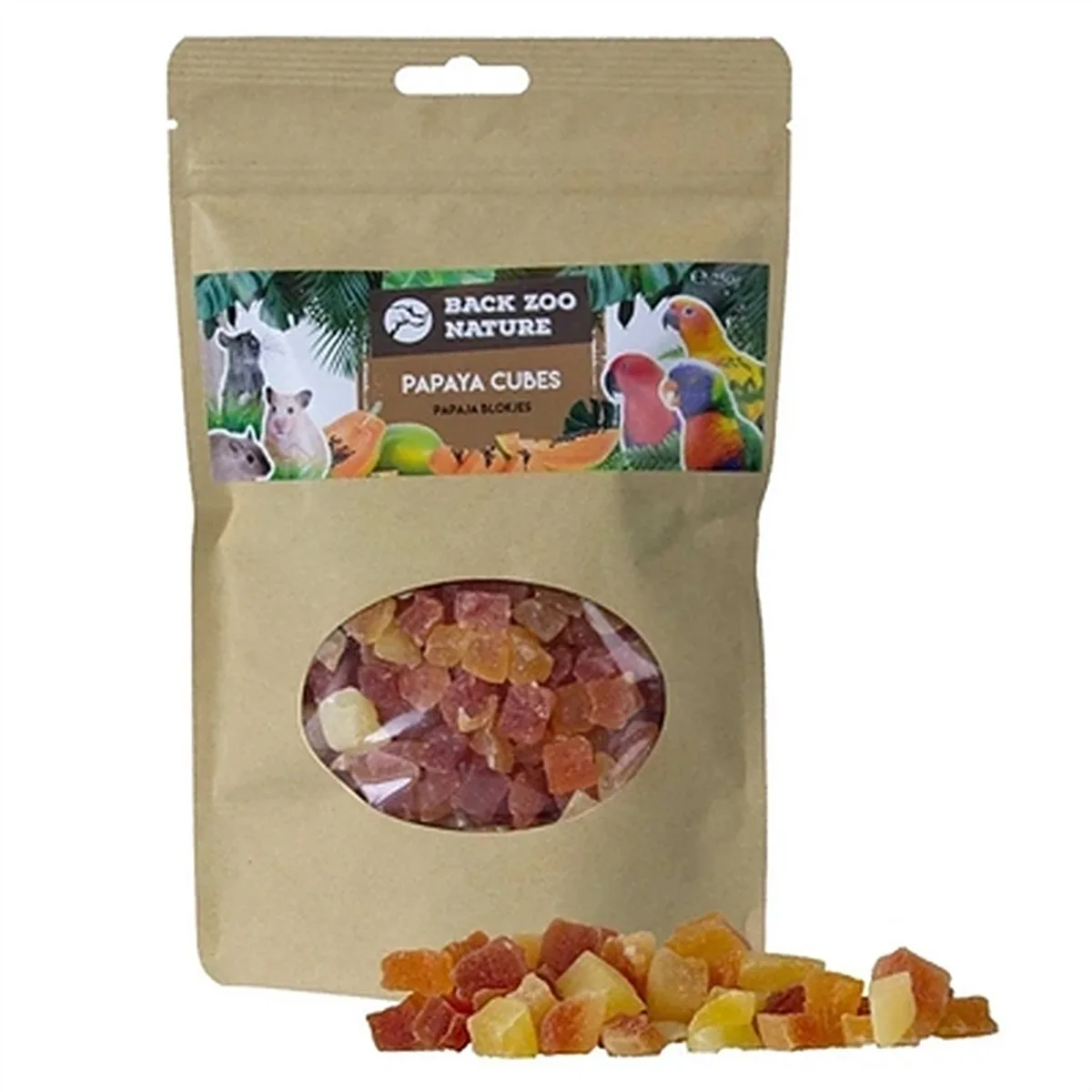 Papaya Cubes 250 Gr van Back Zoo Nature – productfoto