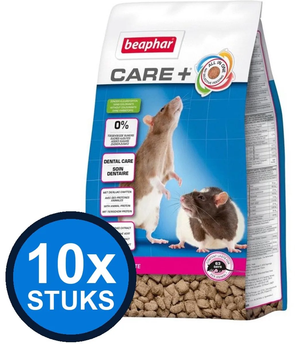 10x Beaphar - Care+ rat 700gr - Knaagdierenvoer - 700 g fra Beaphar – produktbillede