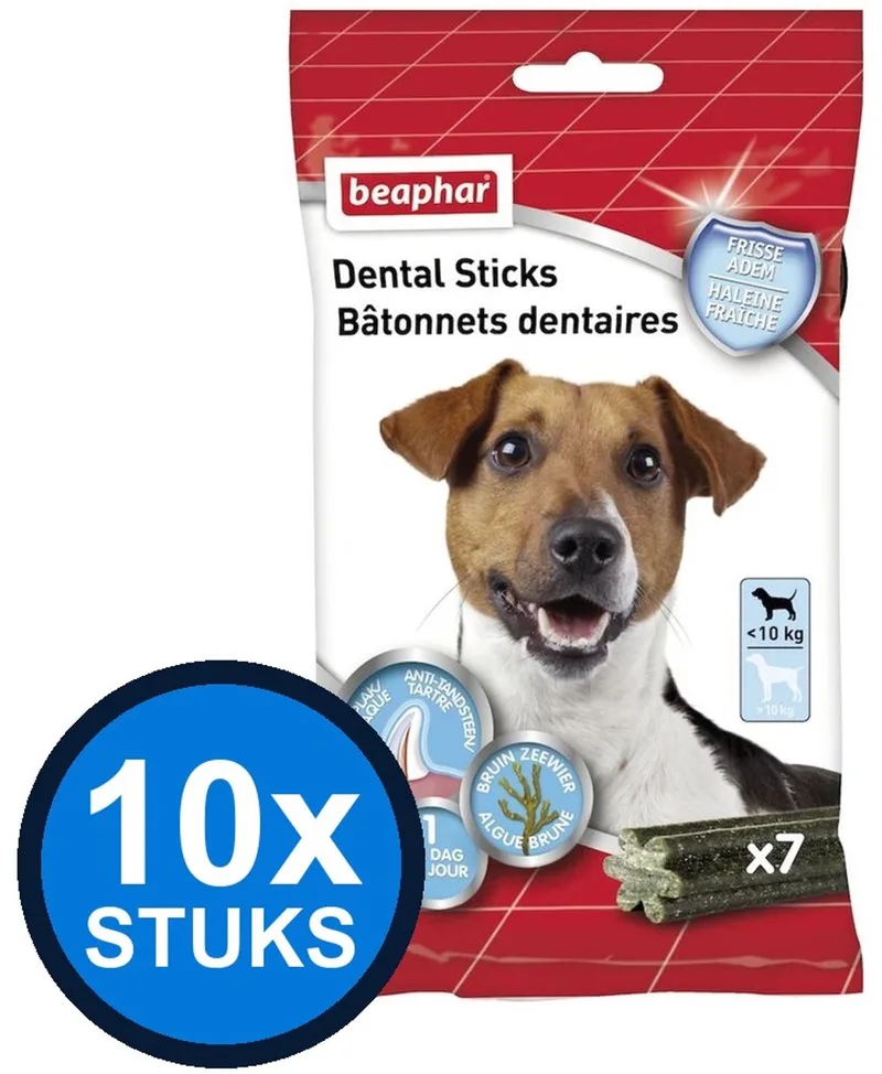10x Beaphar - Dental Sticks Hond <10kg 7st - Hondenverzorging Snacks - 112 g de Beaphar – photo produit