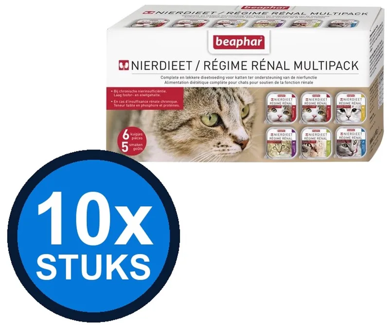 10x Beaphar - nierdieet kat multipack 6x100gr - Kattenvoer Natvoer - 600 g von Beaphar – Produktfoto