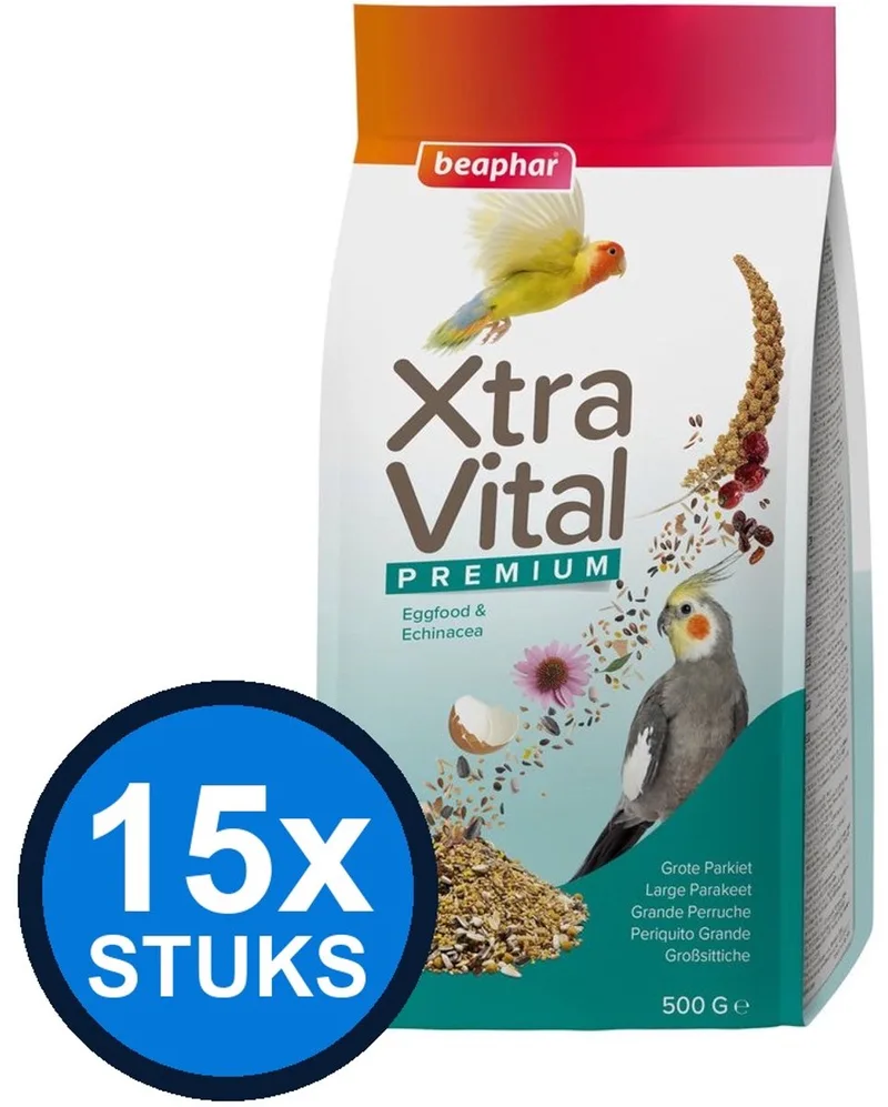 15x Beaphar - XtraVital grote parkiet 500gr - Vogelvoer - 500 g de Beaphar – photo produit