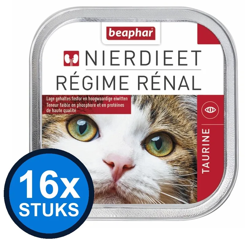 16x Beaphar Nierdieet Kat Taurine - Kattenvoer Nat Kuipje - 100g de Beaphar – photo produit