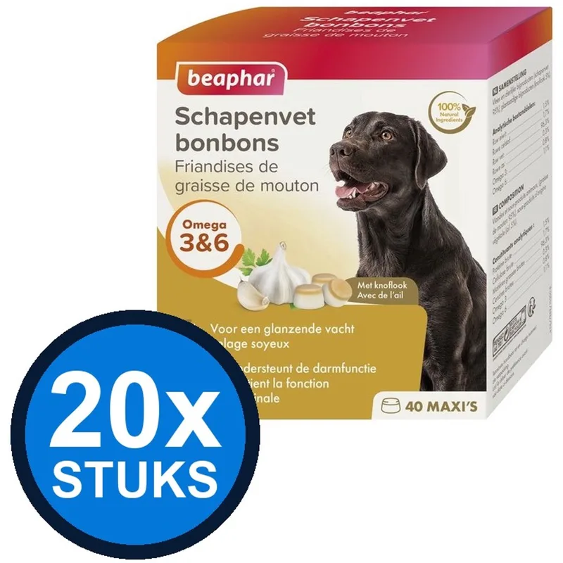 20x Beaphar - schapenvet bonbons knoflook 245gr - Hondenvoer Snacks - 245 g von Beaphar – Produktfoto