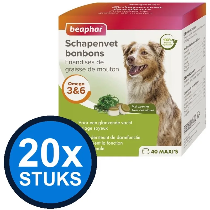 20x Beaphar - schapenvet bonbons zeewier 245gr - Hondenvoer Snacks - 245 g by Beaphar – product photo