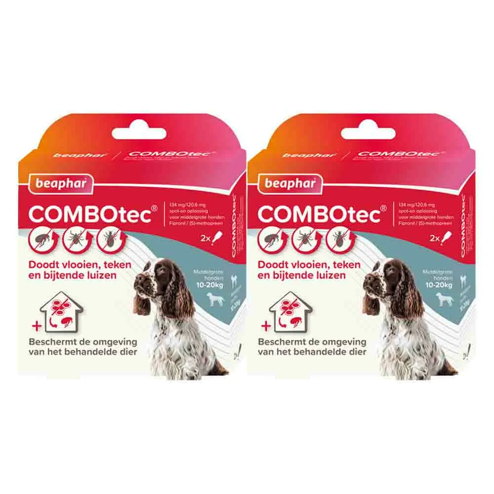 2x Beaphar Combotec Anti Vlooien en Teken Druppels Hond 10-20 kg 2 pipetten de Beaphar – photo produit