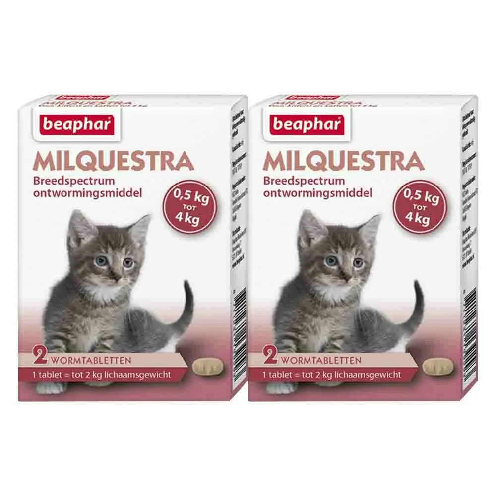 2x Beaphar Milquestra Ontworming Tabletten Kat 0,5 - 4 kg (ook kitten) 2 tabletten van Beaphar – productfoto