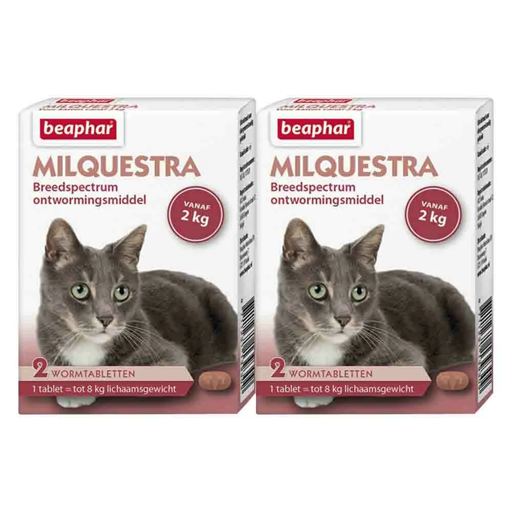 2x Beaphar Milquestra Ontworming Tabletten Kat 2 - 12 kg 2 tabletten van Beaphar – productfoto