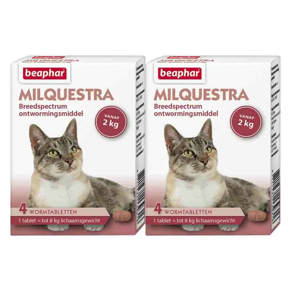 2x Beaphar Milquestra Ontworming Tabletten Kat 2 - 12 kg 4 tabletten van Beaphar – productfoto
