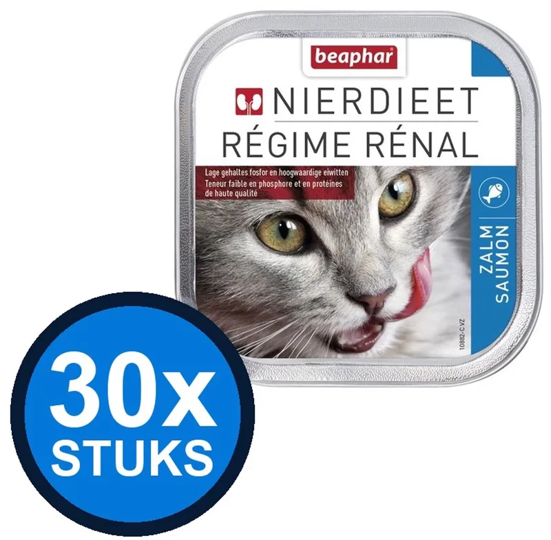 30x Beaphar - nierdieet kat zalm 100gr - Kattenvoer Natvoer - 100 g de Beaphar – photo produit