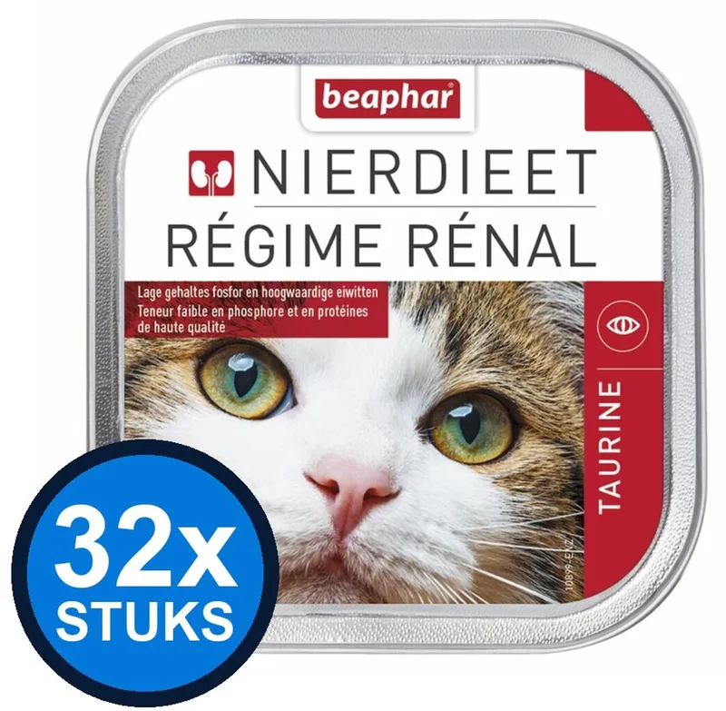 32x Beaphar Nierdieet Kat Taurine - Kattenvoer Nat Kuipje - 100g by Beaphar – product photo