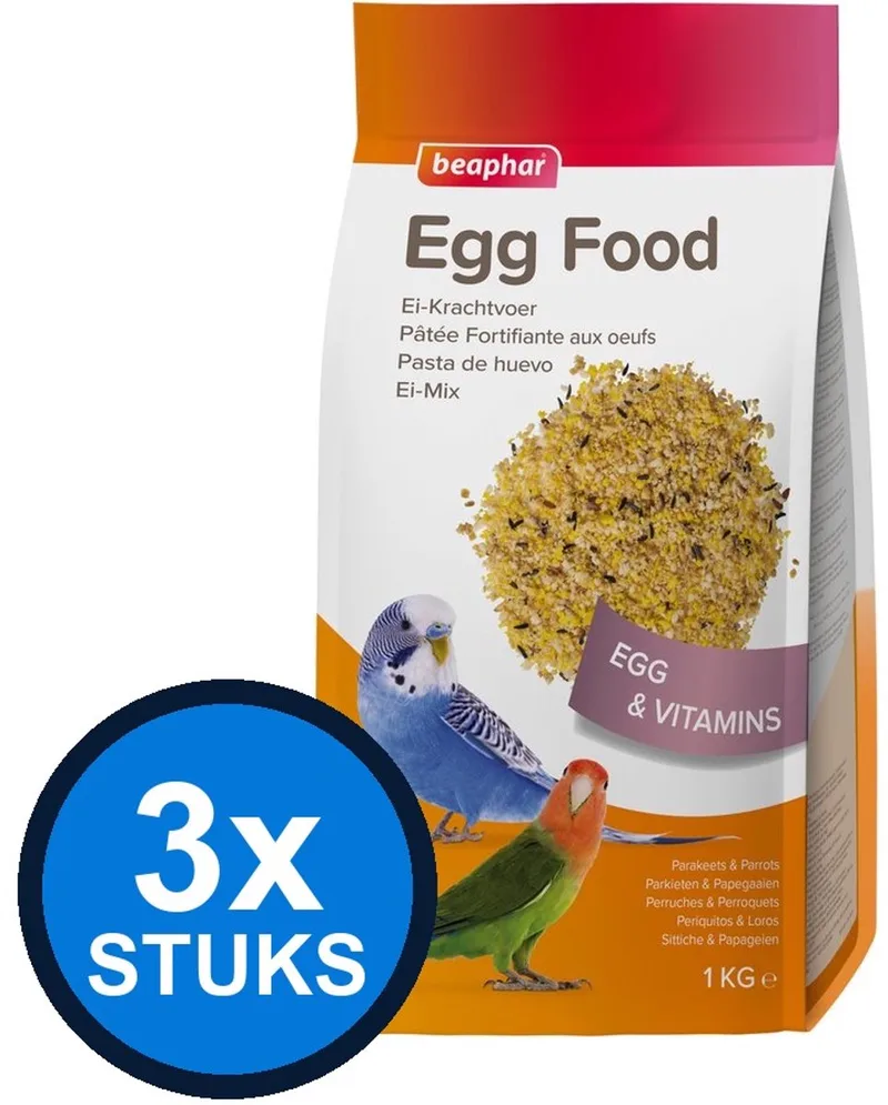 3x Beaphar - ei-krachtvoer parkieten&papegaaien 1kg - Vogelvoer - 1 kg by Beaphar – product photo