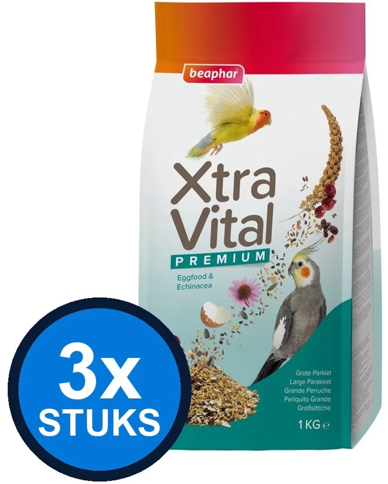 3x Beaphar - XtraVital grote parkiet 1kg - Vogelvoer - 1 kg de Beaphar – photo produit