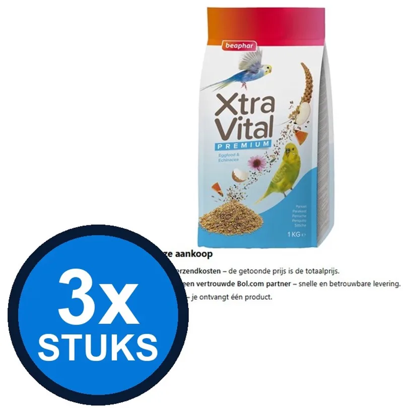3x Beaphar - XtraVital parkiet 1kg - Vogelvoer - 1 kg von Beaphar – Produktfoto