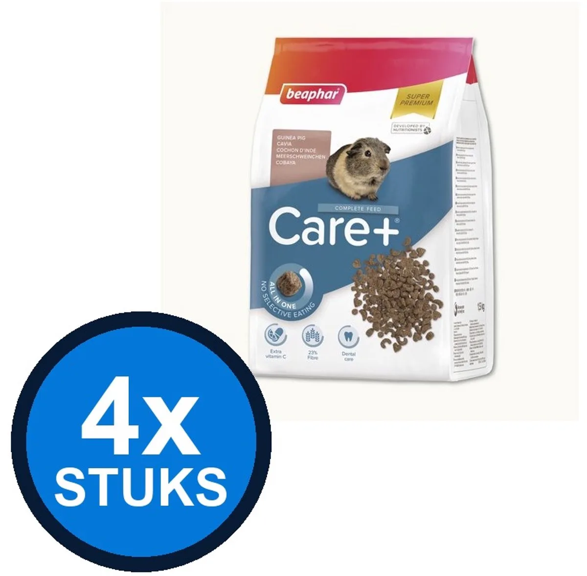4x Beaphar - Care+ cavia 1,5kg - Knaagdierenvoer - 1.5 kg de Beaphar – photo produit