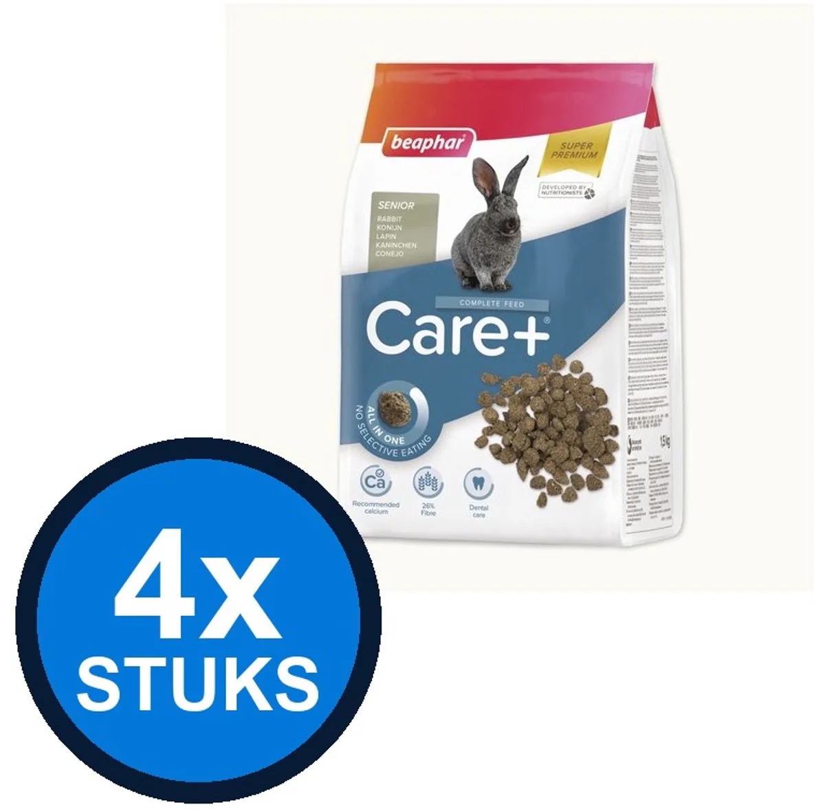 4x Beaphar - Care+ konijn senior 1,5kg - Knaagdierenvoer - 1.5 kg de Beaphar – photo produit