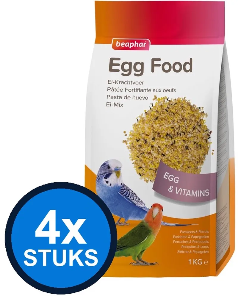 4x Beaphar - ei-krachtvoer parkieten&papegaaien 1kg - Vogelvoer - 1 kg de Beaphar – photo produit