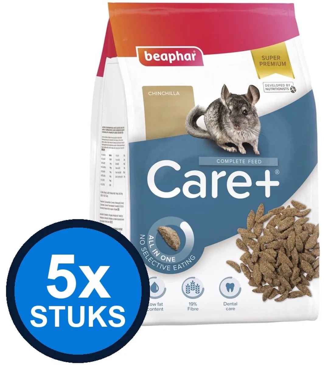 5x Beaphar - Care+ chinchilla 1,5kg - Knaagdierenvoer - 1.5 kg by Beaphar – product photo