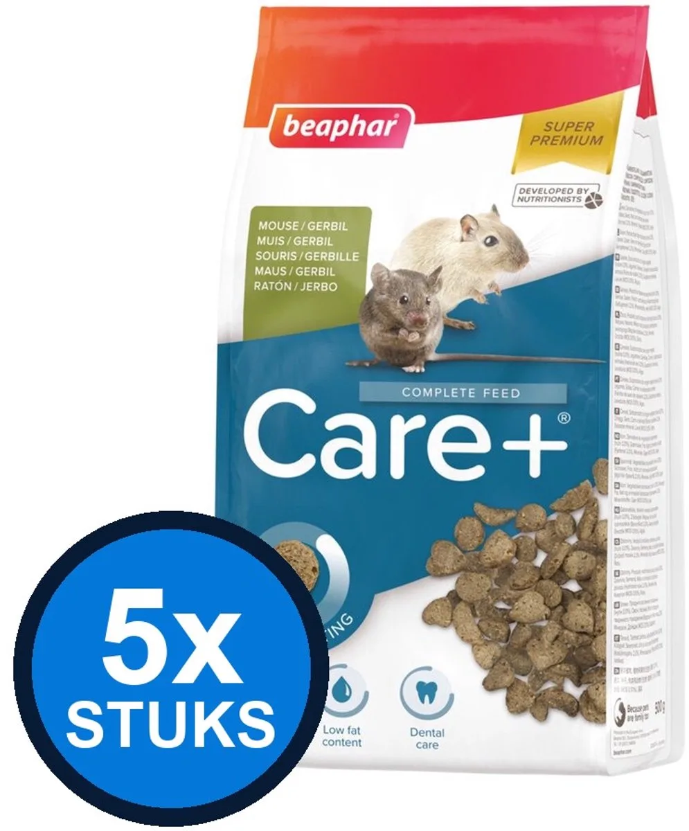 5x Beaphar - Care+ gerbil/muis 500gr - Knaagdierenvoer - 500 g van Beaphar – productfoto