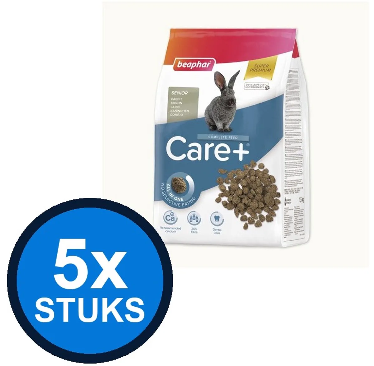 5x Beaphar - Care+ konijn senior 1,5kg - Knaagdierenvoer - 1.5 kg van Beaphar – productfoto