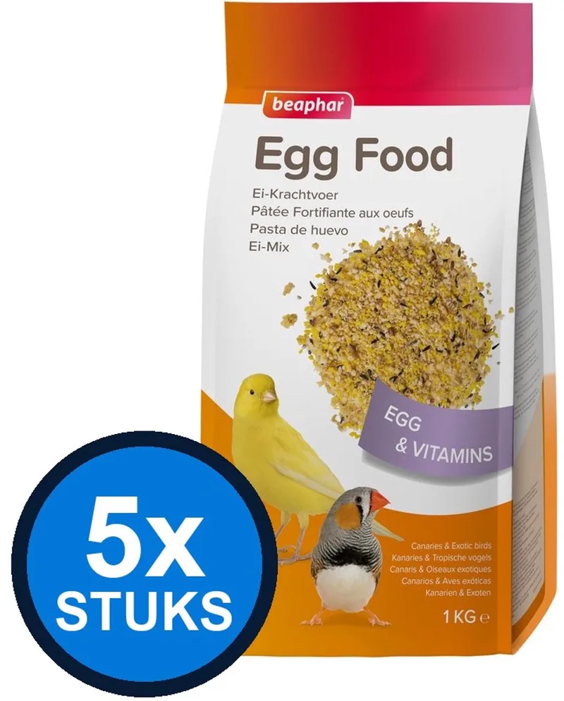 5x Beaphar - ei-krachtvoer kanaries&tropische vogels 1kg - Vogelvoer - 1 kg de Beaphar – photo produit