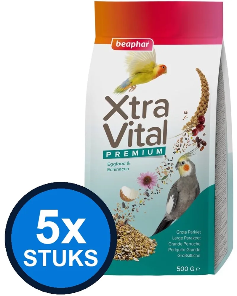 5x Beaphar - XtraVital grote parkiet 500gr - Vogelvoer - 500 g de Beaphar – photo produit