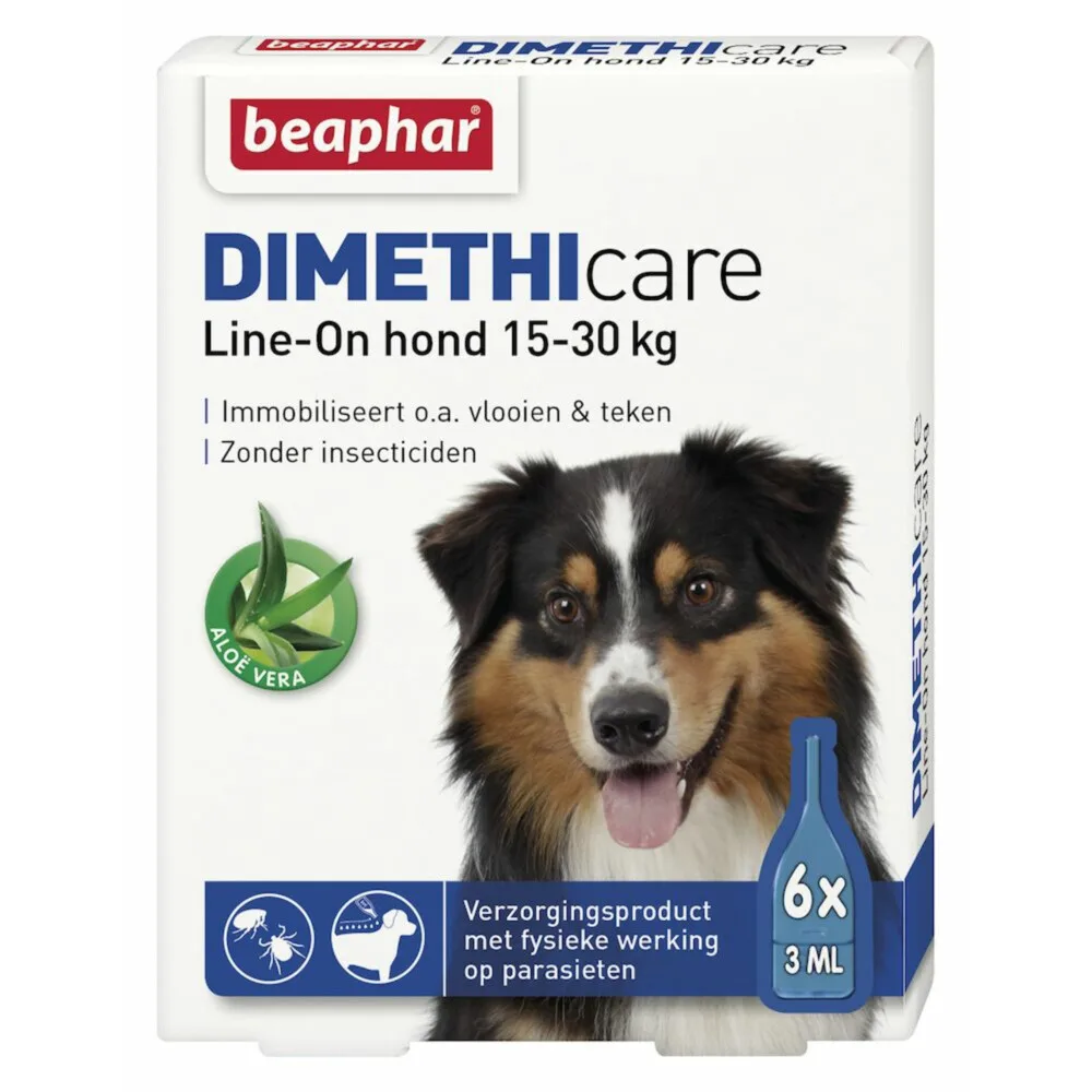6x Beaphar DImetHIcare Line-On Anti Teken- en Vlooiendruppels Hond 15 - 30 kg 6 pipetten de Beaphar – photo produit