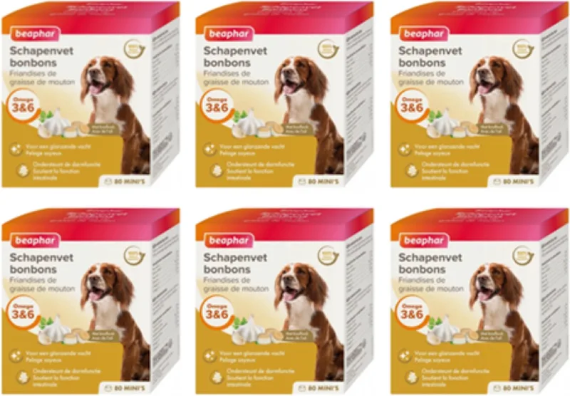 6x Beaphar Schapenvet Bonbons Mini met Knoflook - Hondensnack - 245g de Beaphar – photo produit