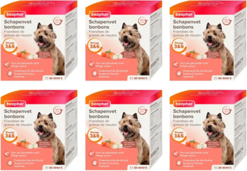 6x Beaphar Schapenvet Bonbons Mini met Zalm - Hondensnack - 245g by Beaphar – product photo