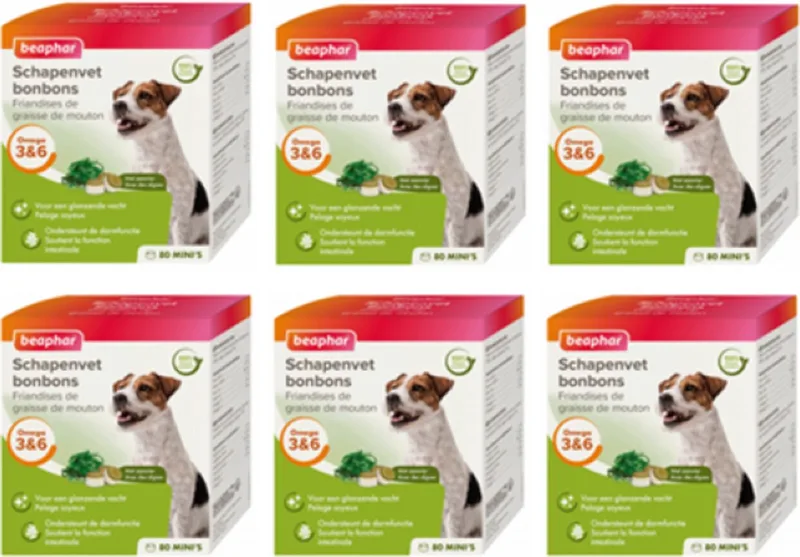 6x Beaphar Schapenvet Bonbons Mini met Zeewier - Hondensnack - 245g by Beaphar – product photo