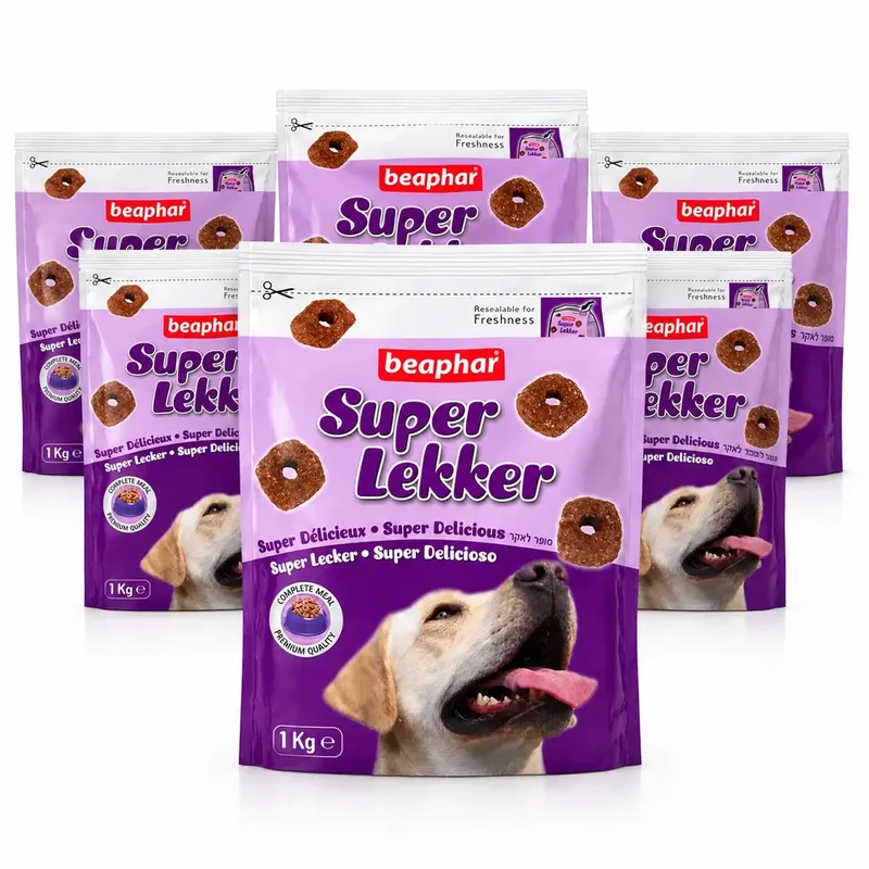 6x Beaphar Super Lekker voor hond - Hondensnack - vlees - 1kg by Beaphar – product photo