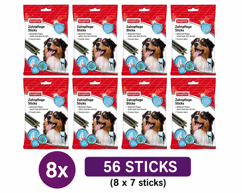 Dentastix Medium / Groot Hond Gebitsverzorging Voordeelpak 8x Beaphar Dental Sticks Hondensnack Tandverzorging Anti Tandplak Frisse Adem Kauwsnack Bulk Multipack 56 Stuks van Beaphar – productfoto