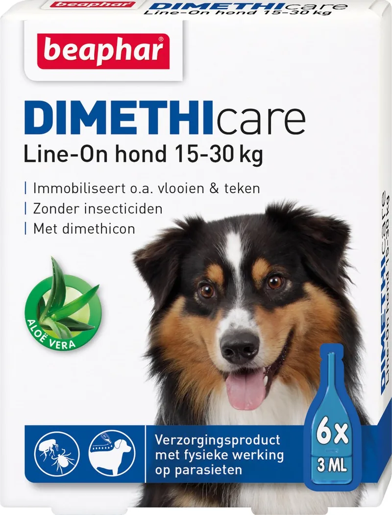 Dimethicare Line-on Vlooien- en Tekenmiddel Hond - 15 Tot 30 kg - 6 Pipetten von Beaphar – Produktfoto