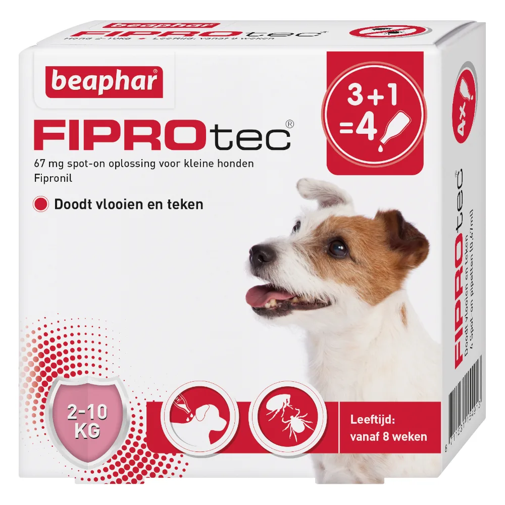 FiproTec dog 2-10kg (NL) 4 Pipetten x 0,67 ml (APO) de Beaphar – photo produit