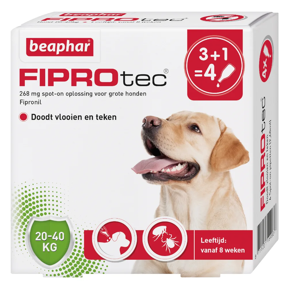 FiproTec Hond 20-40kg (NL) 4 Pipetten x 2,68 ml (APO) från Beaphar – produktbild