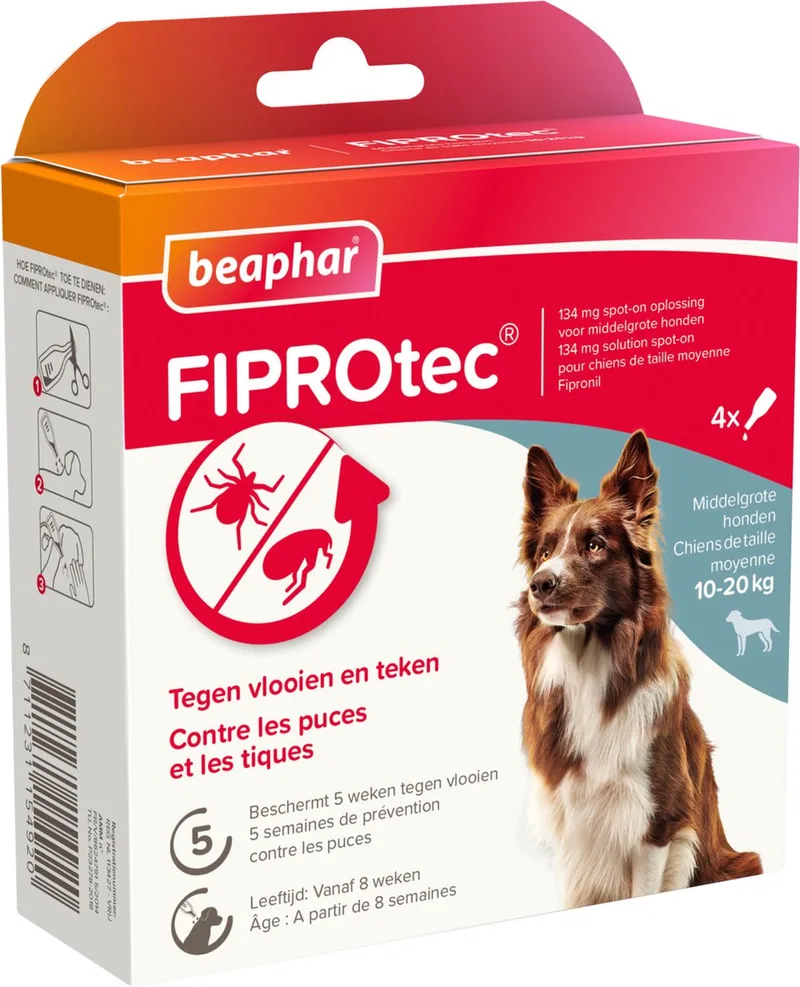 Fiprotec Vlooien- en Tekenmiddel Hond 10-20 kg - 4 Pipetten by Beaphar – product photo