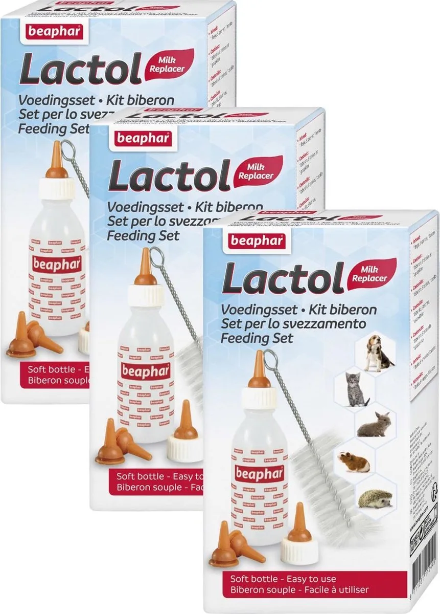Lactol Voedingsset Inclusief Zuigflesje - Melkvervanging - 3 x per stuk van Beaphar – productfoto
