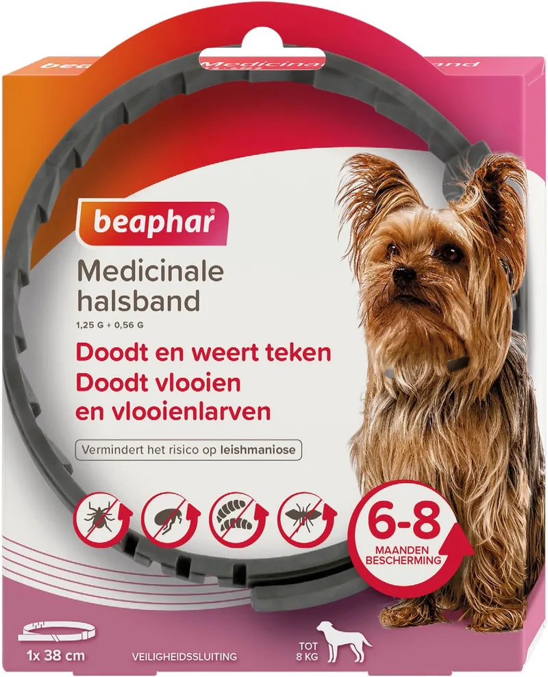 Medicinale Halsband hond tot 8 kg - tot 8 maanden bescherming tegen vlooien, teken en zandvliegen von Beaphar – Produktfoto