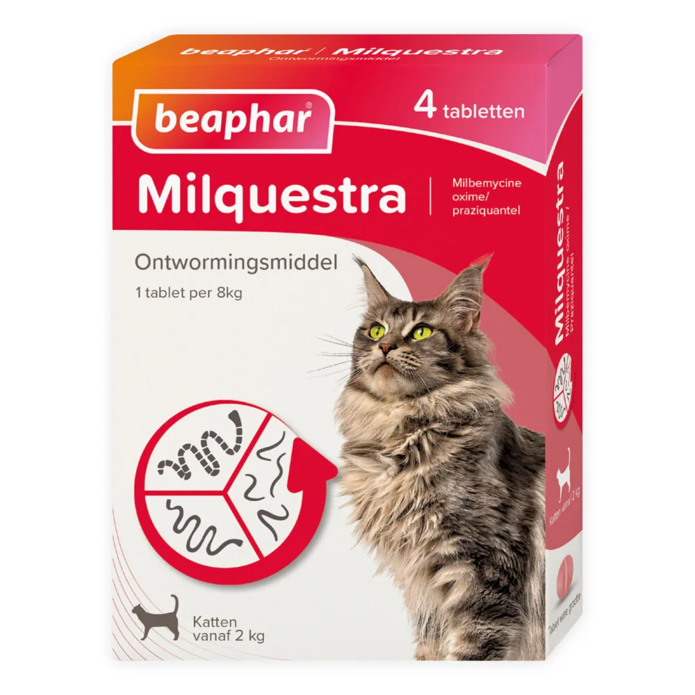 Milquestra Ontworming Tabletten Kat 2 - 12 kg 4 tabletten van Beaphar – productfoto