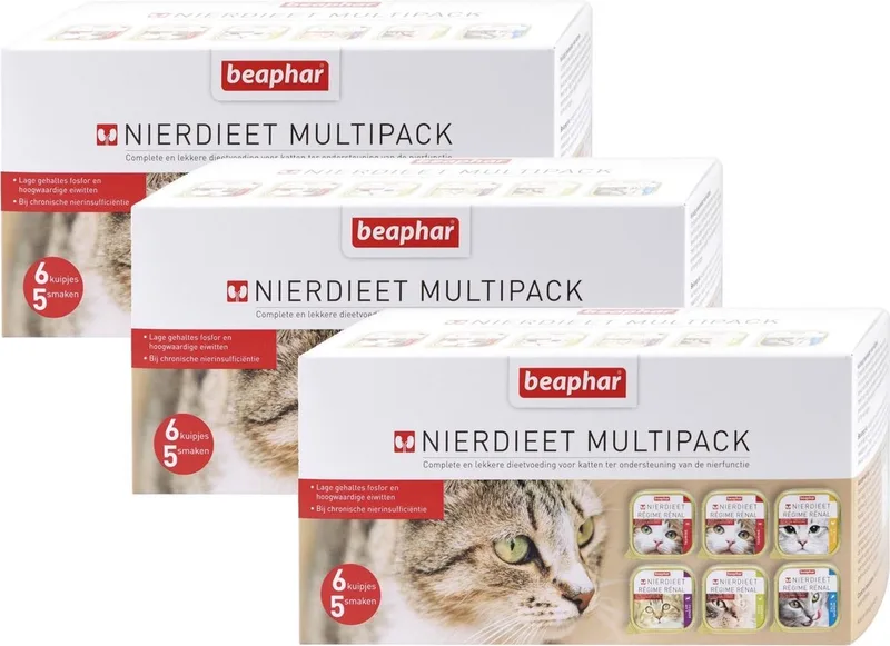 Nierdieet Kat Multi Pack - Kattenvoer - 3 x Zalm 6x100 g de Beaphar – photo produit