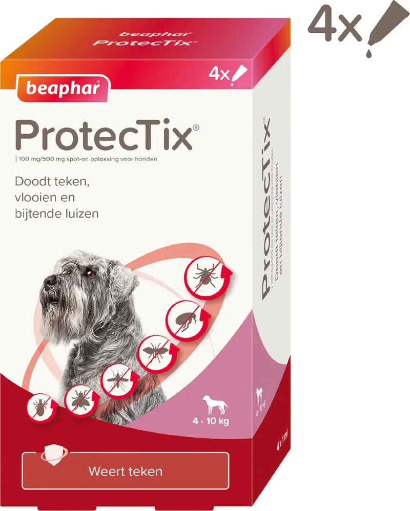 ProtecTix Hond Anti Vlo & Teek 4-10 kg - 4 pipetten von Beaphar – Produktfoto
