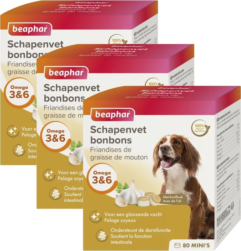 Schapenvetbonbons Knoflook - Hondensnacks - 3 x Mini von Beaphar – Produktfoto