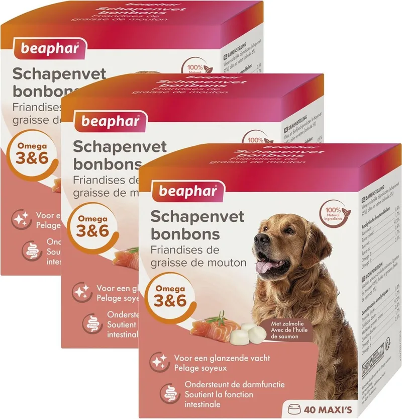 Schapenvetbonbons Zalm - Hondensnacks - 3 x Medium by Beaphar – product photo