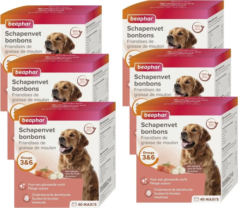 Schapenvetbonbons Zalm - Hondensnacks - 6 x Medium by Beaphar – product photo