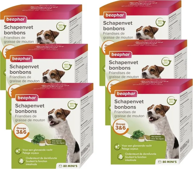 Schapenvetbonbons Zeewier - Hondensnacks - 6 x Mini