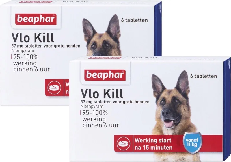 Vlo Kill Hond Boven 11kg - Anti vlooienmiddel - 2 x 6 tab von Beaphar – Produktfoto