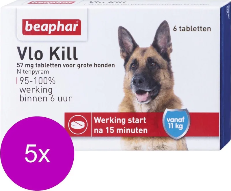 Vlo Kill Hond Boven 11kg - Anti vlooienmiddel - 5 x 6 tab de Beaphar – photo produit