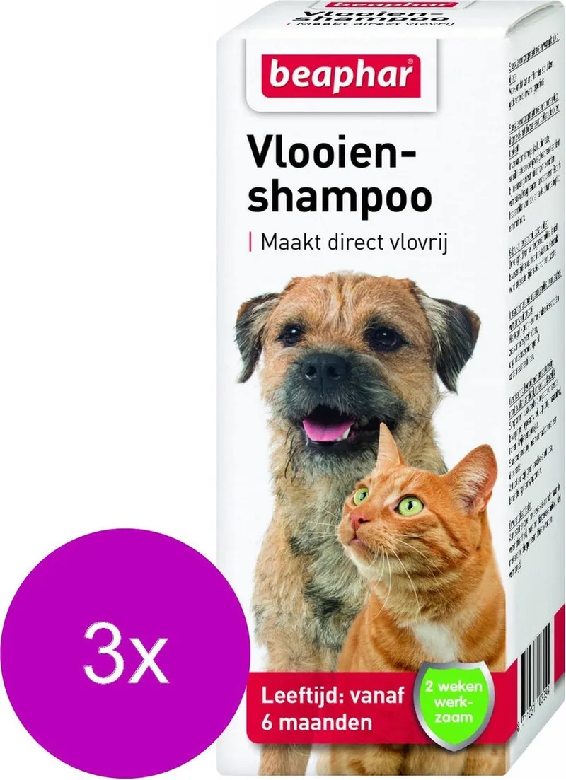 Vlooienshampoo Hond/Kat - Anti vlooienmiddel - 3 x 100 ml von Beaphar – Produktfoto