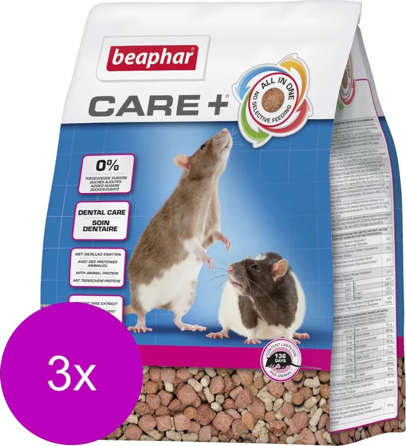 Xtra Vital Care Plus Rat - Rattenvoer - 3 x 1.5 kg von Beaphar – Produktfoto